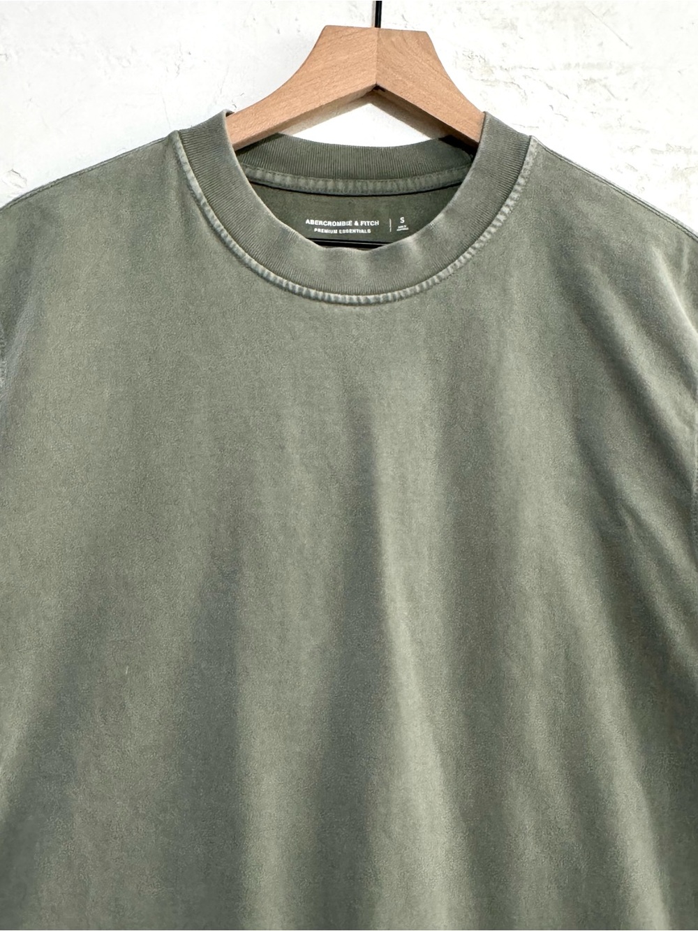 Abercrombie & Fitch Premium Essentials Garment Dyed Boxy Tee Olive Green S - Picture 2 of 8